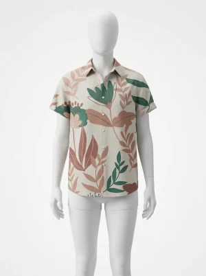 Chemise à fleurs cartoon graphisme numérique style décalé homme - Vue 1 - Chemise à fleurs