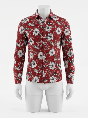 Chemise à fleurs coton bambou manches longues habillée homme - Vue 1 - Chemise à fleurs