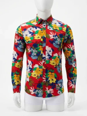 Chemise à fleurs coton bambou manches longues homme caractère unique - Vue 1 - Chemise à fleurs