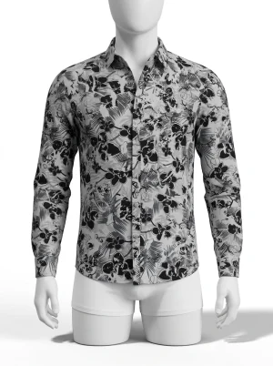 Chemise à fleurs coton bambou manches longues homme - Vue 1 - Chemise à fleurs