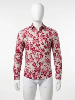 Chemise à fleurs coton fibre de bambou homme allure prestigieuse - Vue 1 - Chemise à fleurs
