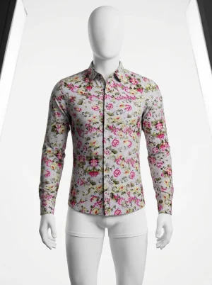 Chemise à fleurs coton fibre de bambou moderne homme - Vue 1 - Chemise à fleurs