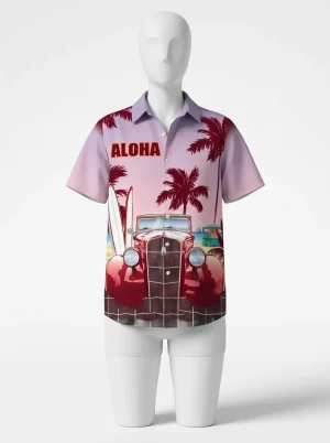 Chemise à fleurs coton motif aloha surf homme - Vue 1 - Chemise à fleurs