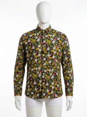 Chemise à fleurs coton motif feuillage quotidien homme - Vue 1 - Chemise à fleurs