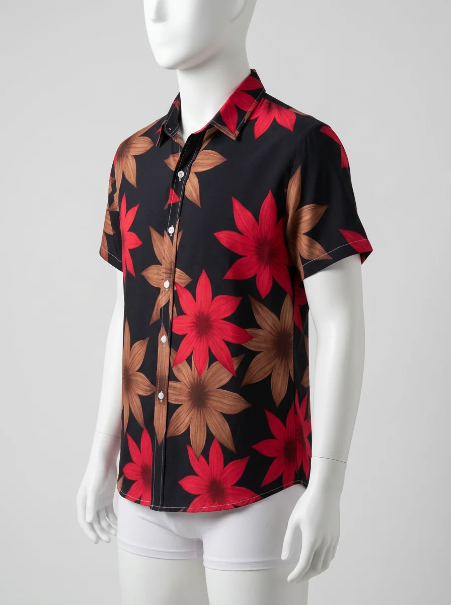 Chemise à fleurs coton polyester automnal homme - Vue 2 - Chemise à fleurs