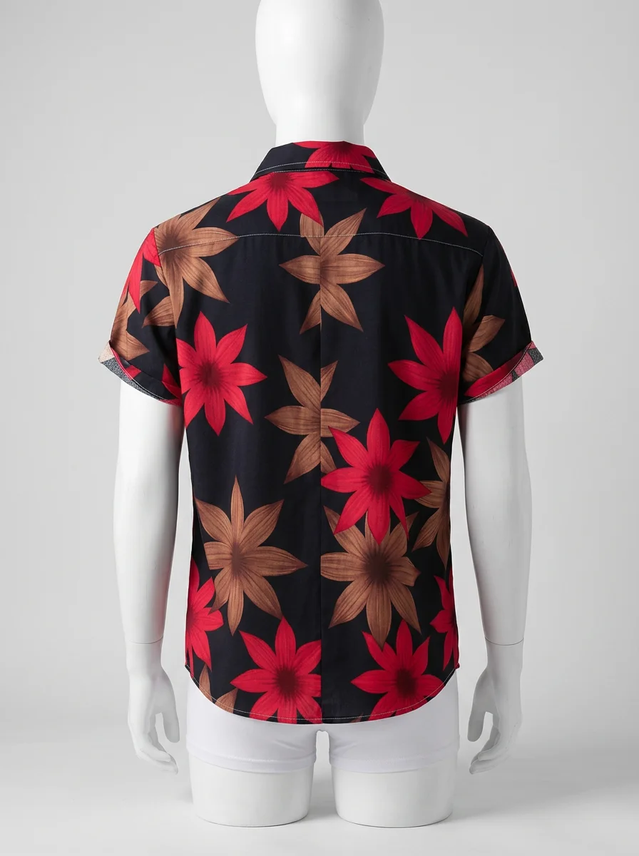 Chemise à fleurs coton polyester automnal homme - Vue 3 - Chemise à fleurs