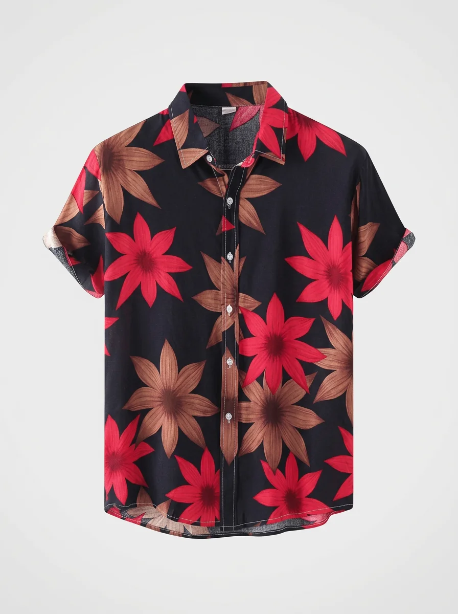 Chemise à fleurs coton polyester automnal homme - Vue 4 - Chemise à fleurs