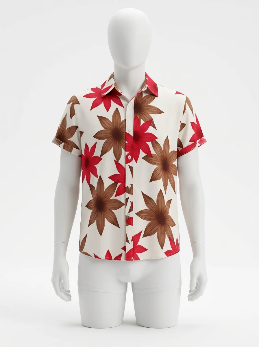 Chemise à fleurs coton polyester automne homme finitions soignées - Vue 1 - Chemise à fleurs