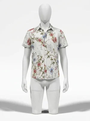 Chemise à fleurs coton polyester élégante homme design épuré - Vue 1 - Chemise à fleurs