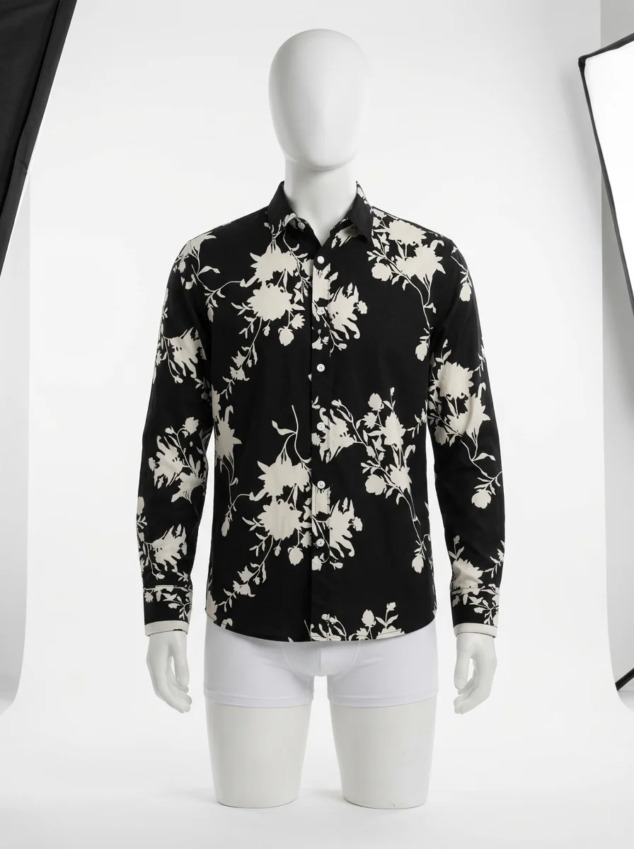 Chemise à fleurs coton tendance style homme - Vue 1 - Chemise à fleurs