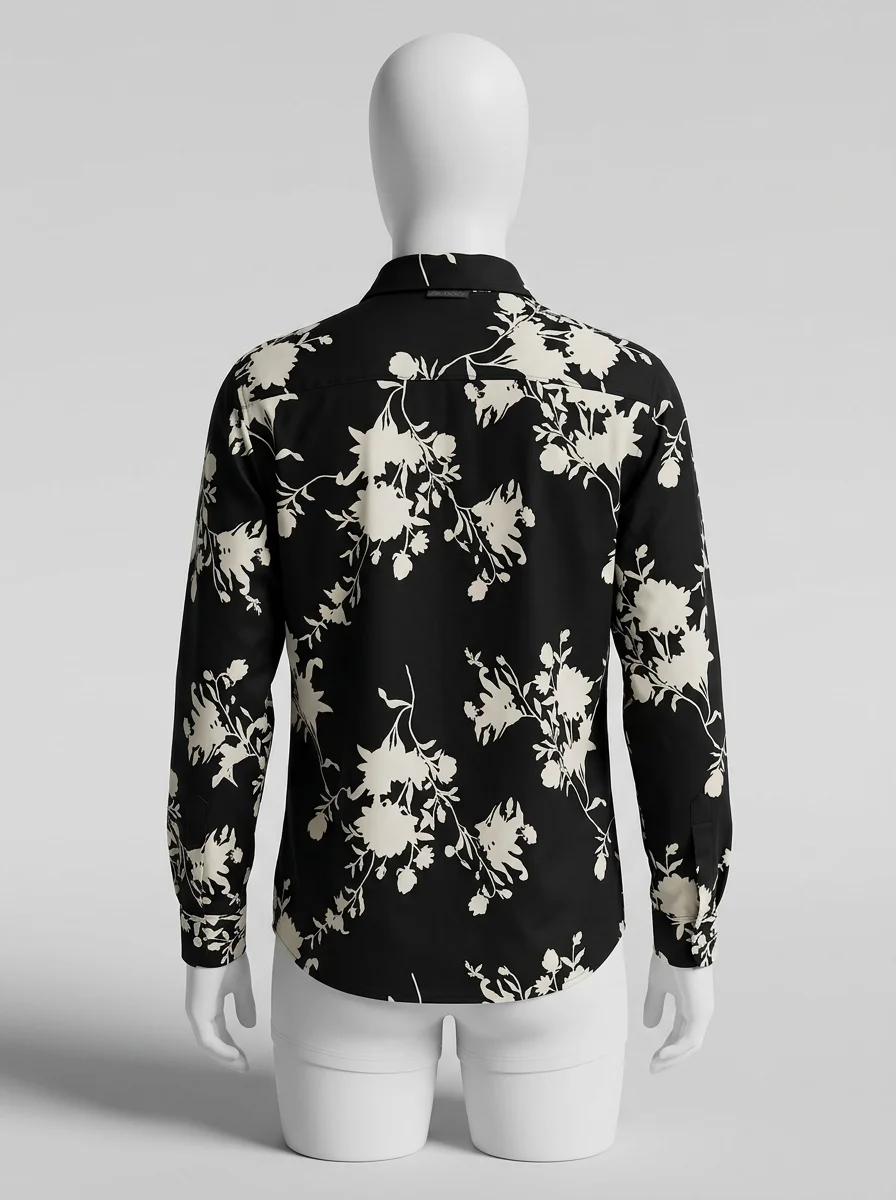 Chemise à fleurs coton tendance style homme - Vue 2 - Chemise à fleurs