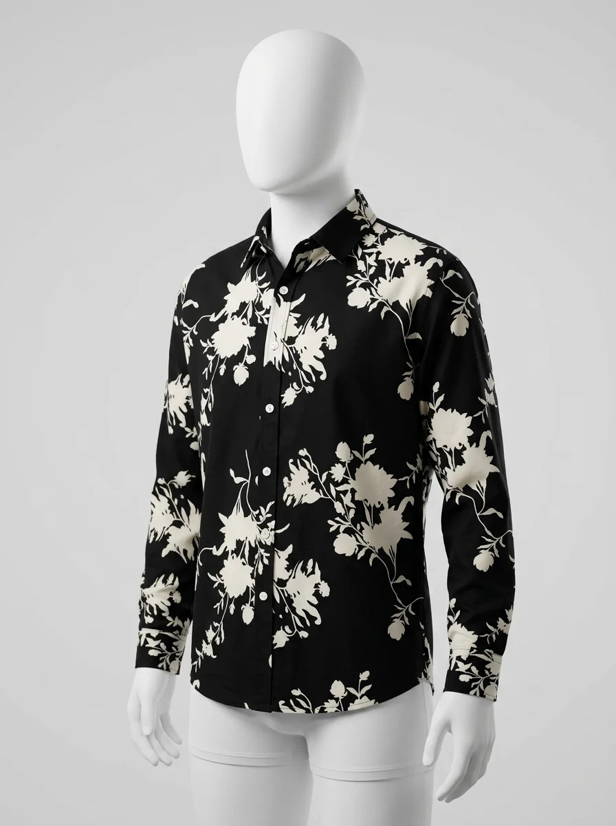 Chemise à fleurs coton tendance style homme - Vue 3 - Chemise à fleurs