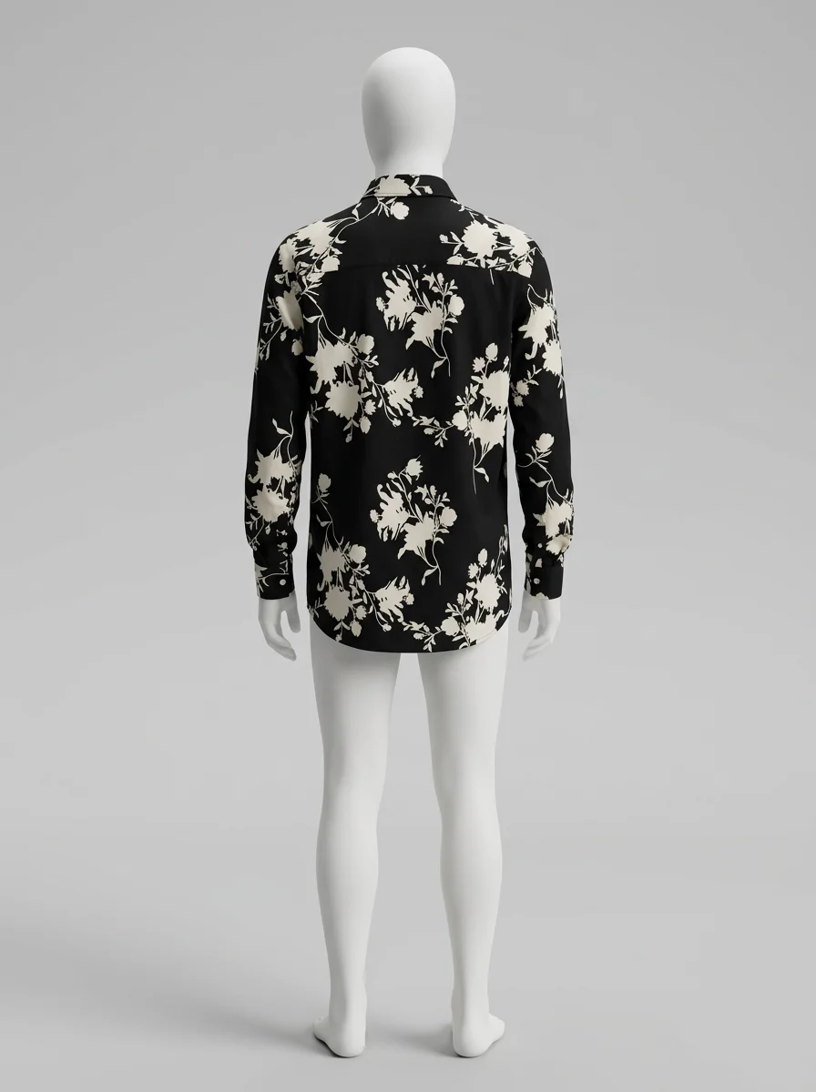 Chemise à fleurs coton tendance style homme - Vue 6 - Chemise à fleurs