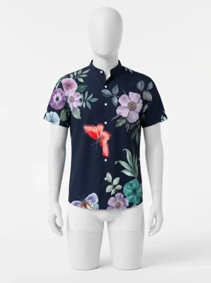 Chemise à fleurs coton urbaine quotidienne homme - Vue 1 - Chemise à fleurs