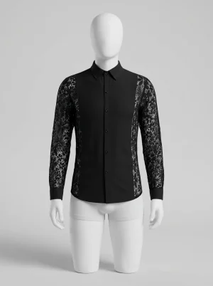 Chemise à fleurs coton viscose manches longues homme habillé - Vue 1 - Chemise à fleurs