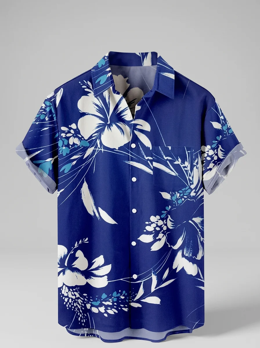 Chemise à fleurs coutures renforcées textile premium homme chic - Vue 4 - Chemise à fleurs
