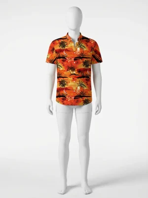 Chemise à fleurs graphisme crépuscule textile doux homme - Vue 1 - Chemise à fleurs