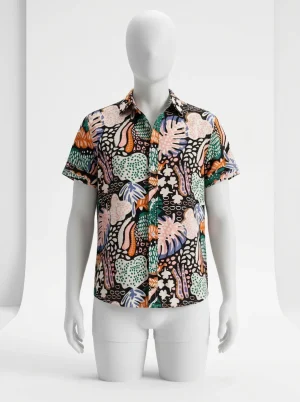 Chemise à fleurs hawaïenne homme textile vaporeux décontracté - Vue 1 - Chemise à fleurs