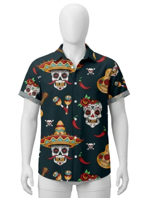 Chemise à fleurs homme coupe moderne motifs crânes - Vue 1 - Chemise à fleurs