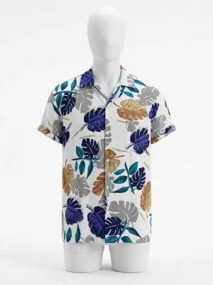Chemise à fleurs homme fibres douces imprimé palmier vacances - Vue 1 - Chemise à fleurs