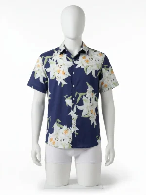 Chemise à fleurs homme manches courtes technologie textile jungle - Vue 1 - Chemise à fleurs