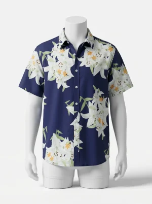 Chemise à fleurs homme manches courtes design numérique 3d - Vue 1 - Chemise à fleurs