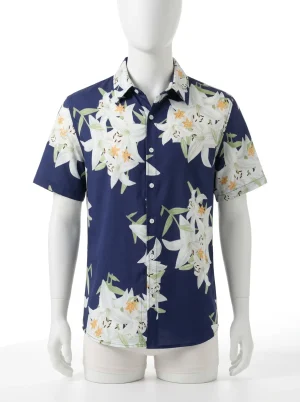 Chemise à fleurs homme manches courtes textile haute précision - Vue 1 - Chemise à fleurs
