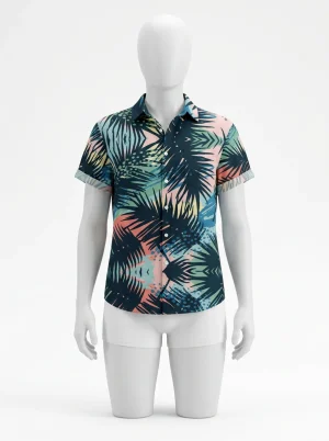 Chemise à fleurs homme rayonnante thème crépuscule - Vue 1 - Chemise à fleurs