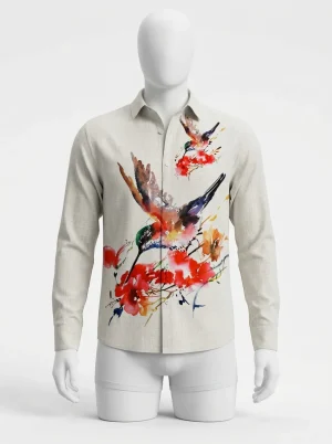 Chemise à fleurs imprimé abstrait style contemporain homme - Vue 1 - Chemise à fleurs