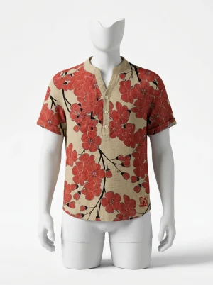 Chemise à fleurs lin léger homme tenue vacances - Vue 1 - Chemise à fleurs