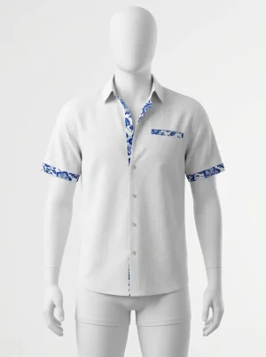 Chemise à fleurs lin mélangé homme allure chic - Vue 1 - Chemise à fleurs