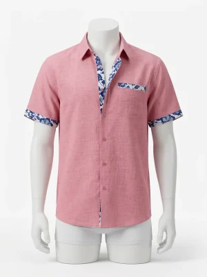 Chemise à fleurs lin polyester homme coupe droite décontractée - Vue 1 - Chemise à fleurs