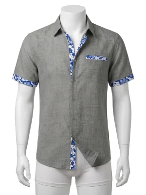 Chemise à fleurs lin polyester homme style en vogue - Vue 1 - Chemise à fleurs