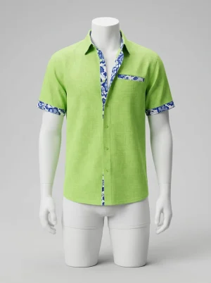 Chemise à fleurs lin polyester style chic estival homme - Vue 1 - Chemise à fleurs