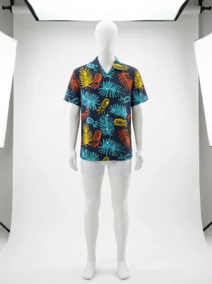 Chemise à fleurs lyocell rayonne ananas cartoon homme - Vue 1 - Chemise à fleurs