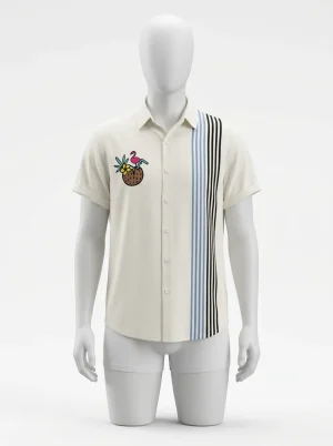 Chemise à fleurs lyocell rayonne cocktail design simple homme - Vue 1 - Chemise à fleurs