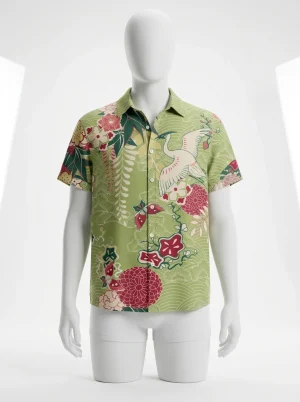 Chemise à fleurs lyocell rayonne homme motif cigogne raffiné - Vue 1 - Chemise à fleurs
