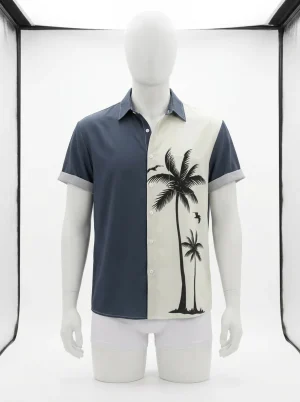 Chemise à fleurs lyocell rayonne homme palmier minimaliste - Vue 1 - Chemise à fleurs