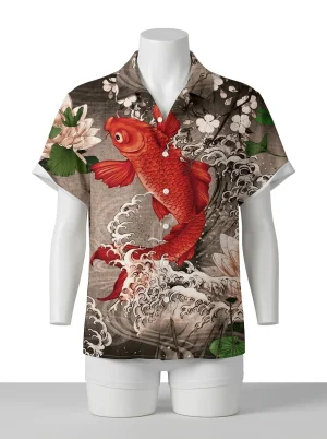 Chemise à fleurs lyocell rayonne homme thématique marine - Vue 1 - Chemise à fleurs