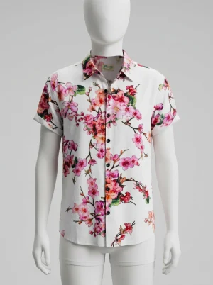 Chemise à fleurs lyocell rayonne imprimé branches homme distingué - Vue 1 - Chemise à fleurs