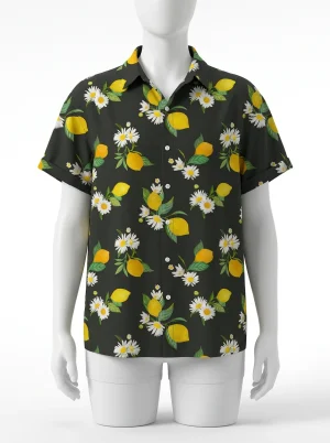 Chemise à fleurs lyocell rayonne oversize ensoleillée homme - Vue 1 - Chemise à fleurs