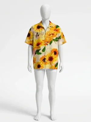 Chemise à fleurs lyocell rayonne oversize ample homme - Vue 1 - Chemise à fleurs