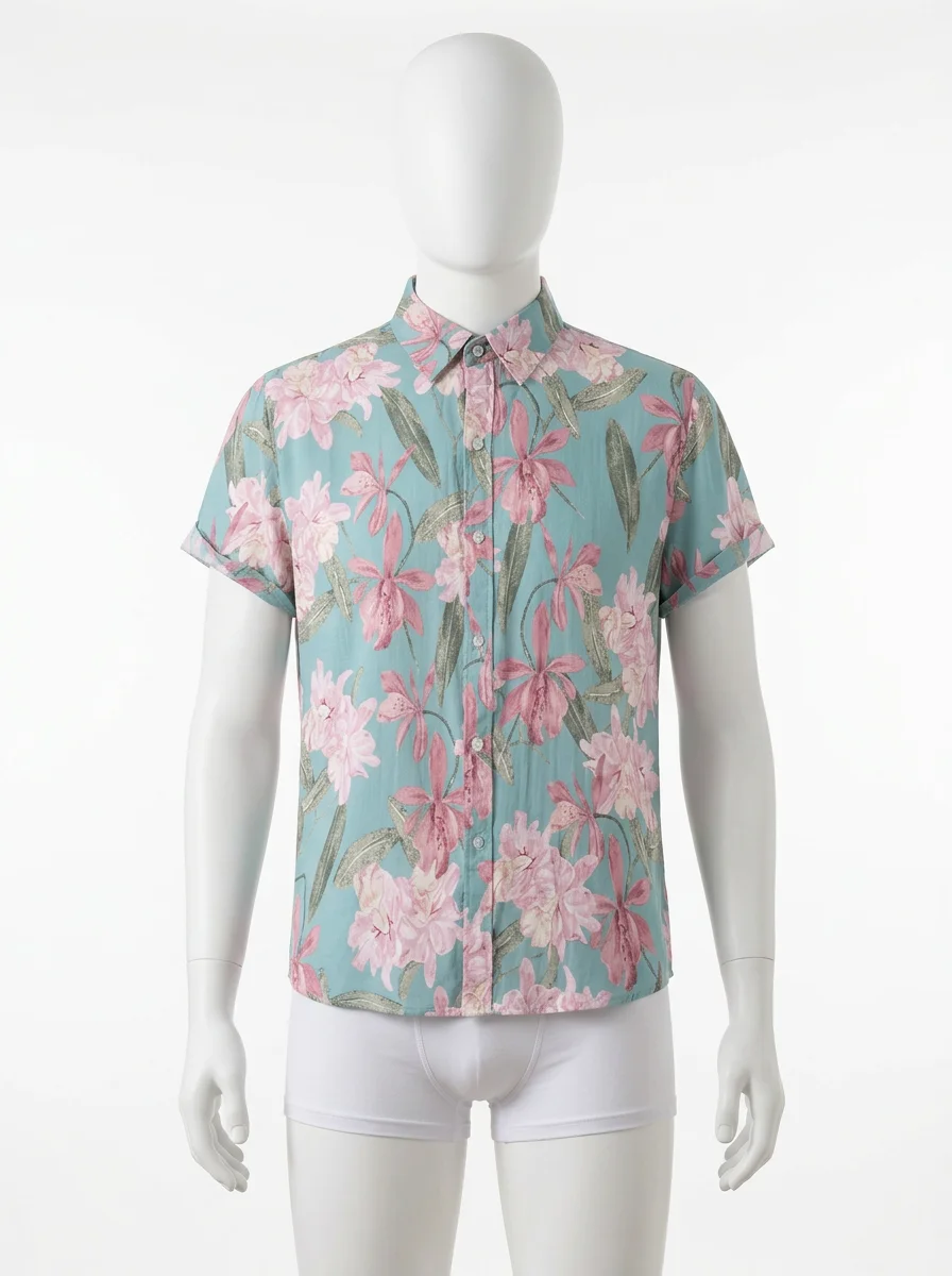 Chemise à fleurs lyocell rayonne plage estivale homme - Vue 1 - Chemise à fleurs