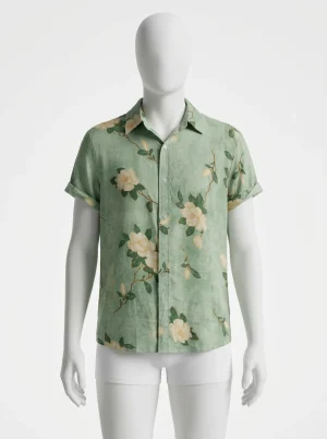 Chemise à fleurs lyocell rayonne quotidienne vintage homme - Vue 1 - Chemise à fleurs