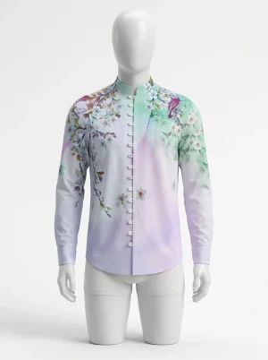 Chemise à fleurs manches longues coupe naturelle homme - Vue 1 - Chemise à fleurs