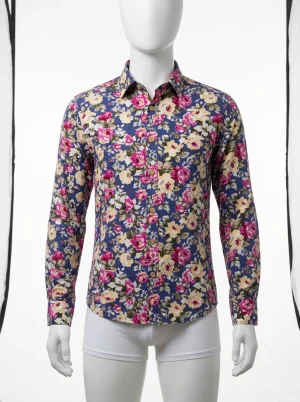 Chemise à fleurs manches longues décontractée style urbain homme - Vue 1 - Chemise à fleurs