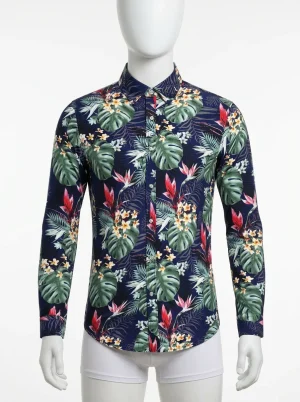 Chemise à fleurs manches longues homme allure printanière - Vue 1 - Chemise à fleurs