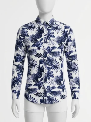 Chemise à fleurs manches longues homme confection artisanale hawaïenne - Vue 1 - Chemise à fleurs