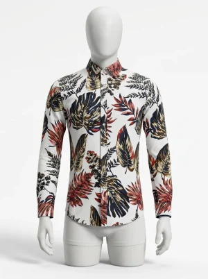 Chemise à fleurs manches longues homme imprimé forestier élégant - Vue 1 - Chemise à fleurs