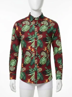 Chemise à fleurs manches longues homme silhouette affirmée - Vue 1 - Chemise à fleurs